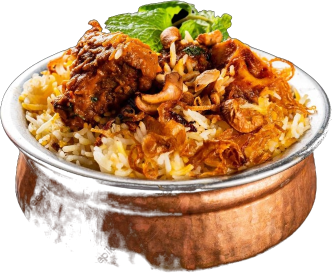Teri Meri biryani in a copper handi